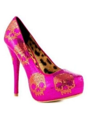 Iron Fist | Digi Skull Hot Pink Sequin Skull Platform Pump
